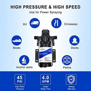 TDR Venus 12 volt RV Water Pump Water Pressure Booster Pump for Garden Hose Self Priming Water Pump ...