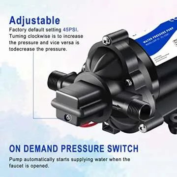 TDR Venus 12 volt RV Water Pump Water Pressure Booster Pump for Garden Hose Self Priming Water Pump 50psi 4gpm On Demand Water Pump for Kitchen Bathroom, Garden, Marine, Boats and Irrgration