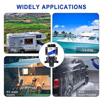 TDR Venus 12 volt RV Water Pump Water Pressure Booster Pump for Garden Hose Self Priming Water Pump 50psi 4gpm On Demand Water Pump for Kitchen Bathroom, Garden, Marine, Boats and Irrgration