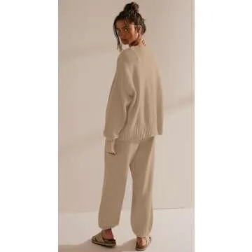 SAUKOLE Womens 2 Piece Sweater Matching Sets Fashion Oversized Cardigan and Baggy Long Pants Knitted Outfits Set Sweatsuit