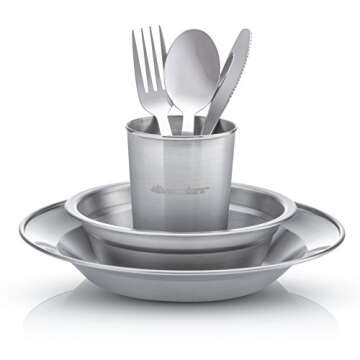 Unique Complete Messware Kit Polished Stainless Steel Dishes Set| Tableware| Dinnerware| Camping| In...