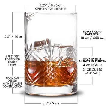 Piña Barware Seamless Hand Cut Mixing Glass - 550mL / 18oz - Professional Bartending Commercial Glassware