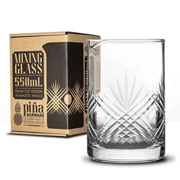Piña Barware Seamless Hand Cut Mixing Glass - 550mL / 18oz - Professional Bartending Commercial Glassware