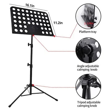 Adjustable Music Stand with Carry Bag for Musicians