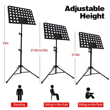 Adjustable Music Stand with Carry Bag for Musicians