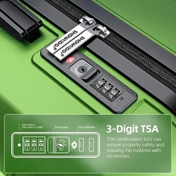 SHOWKOO Expandable Luggage Set Durable PC+ABS 3pcs Green