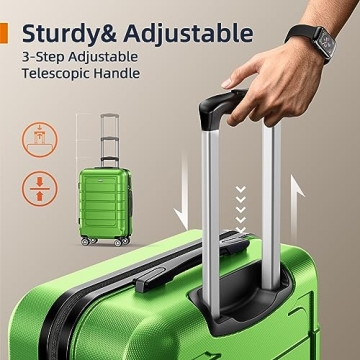 SHOWKOO Expandable Luggage Set Durable PC+ABS 3pcs Green