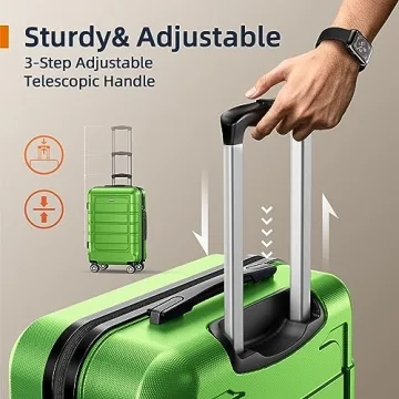 SHOWKOO Expandable Luggage Set Durable PC+ABS 3pcs Green