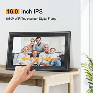 Livingpai 16 inch WiFi Digital Picture Frame, Touch Screen Smart Digital Photo Frame with 32GB Stora...