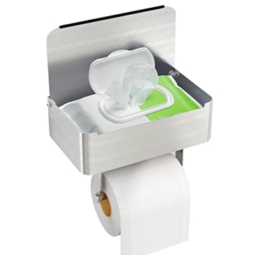 Stylish JUYSON Toilet Paper Holder with Shelf for Wipes