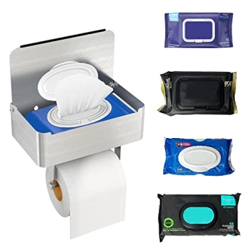 Stylish JUYSON Toilet Paper Holder with Shelf for Wipes