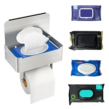 Stylish JUYSON Toilet Paper Holder with Shelf for Wipes