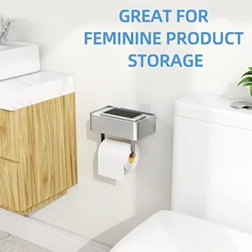 Stylish JUYSON Toilet Paper Holder with Shelf for Wipes