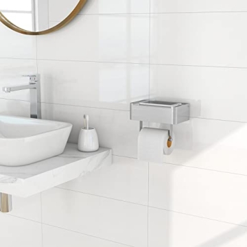 Stylish JUYSON Toilet Paper Holder with Shelf for Wipes