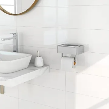 Stylish JUYSON Toilet Paper Holder with Shelf for Wipes