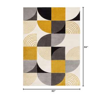 Well Woven Good Vibes Margot Gold Modern Geometric Chevron Blue 3D Texture 5'3" X 7'3" Area Rug