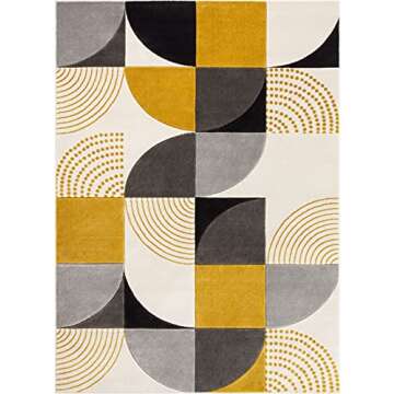 Well Woven Good Vibes Margot Gold Modern Geometric Chevron Blue 3D Texture 5'3" X 7'3" Area Rug