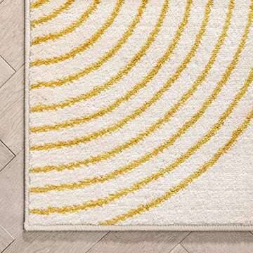 Well Woven Good Vibes Margot Gold Modern Geometric Chevron Blue 3D Texture 5'3" X 7'3" Area Rug