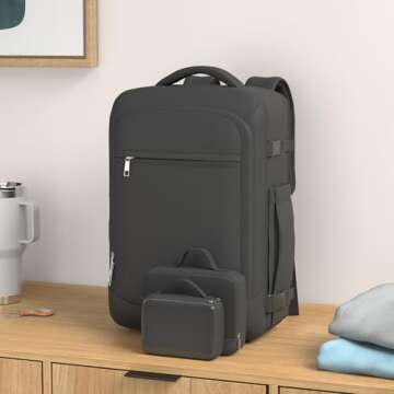 Travel Backpack for Women Men, 40L Carry on Flight Approved Backpack, Personal Item Travel Bag with ...