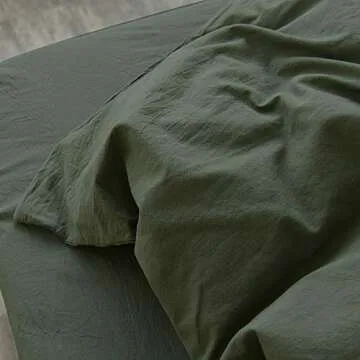 MKXI Olive Green Duvet Cover Queen Soft Textured Cotton