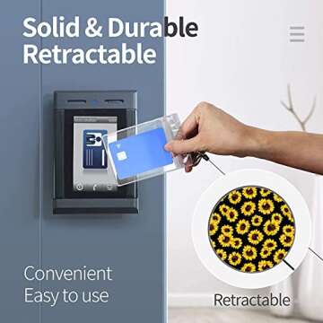 Sunflower Badge Reels Retractable with Clip, Id Badge Holders Cute, Student Retractable 360° Buckle Badge Card Name Hanging Key Chain for Nurses Work Teacher Women