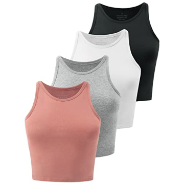 Kole Meego Crop Tops for Women Workout Cropped Tank Top Trendy High Neck Camisole Yoga Shirts Athlet...