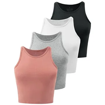 Kole Meego Crop Tops for Women Workout Cropped Tank Top Trendy High Neck Camisole Yoga Shirts Athlet...