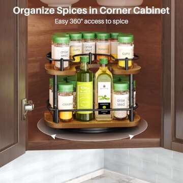 Stylish 10" Adjustable Lazy Susan Spice Rack for Kitchen