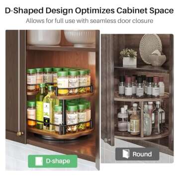 Stylish 10" Adjustable Lazy Susan Spice Rack for Kitchen