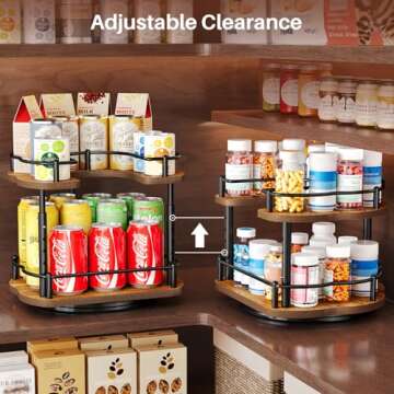 Stylish 10" Adjustable Lazy Susan Spice Rack for Kitchen