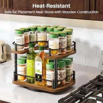 Stylish 10" Adjustable Lazy Susan Spice Rack for Kitchen