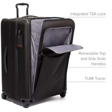 TUMI - Alpha Medium Trip Expandable 4-Wheeled Packing Case - Professional Travel Luggage - TSA Lock Tracer - TUMI Suitcase - Black