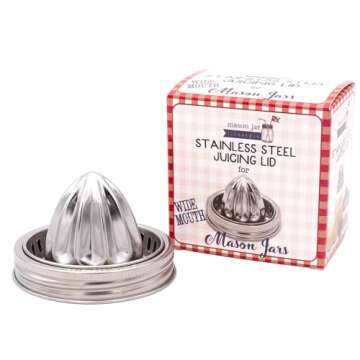 Stainless Steel Juicer Lid for Mason Jars | Metal Citrus Lemon Juice Squeezer Manual Juicer Mason Jar Top for Wide Mouth Jars | Citrus Lemon Orange Reamer Manual Hand Juicer Jar Lid - Wide Mouth