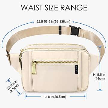 ZORFIN Fanny Packs for Women Men, Belt Bag with 5 Zipper Pockets, Fashion Waist Pack Crossbody Bag w...