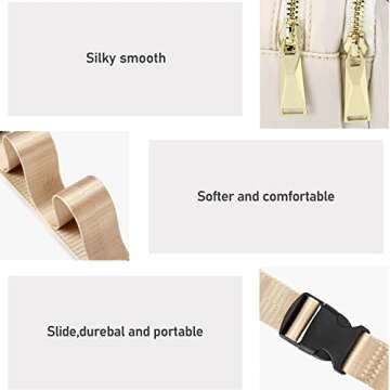 ZORFIN Fanny Packs for Women Men, Belt Bag with 5 Zipper Pockets, Fashion Waist Pack Crossbody Bag with Adjustable Belt for Travel/Shopping/Hiking/Running/Cycling（Ivory）