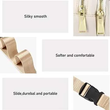 ZORFIN Fanny Packs for Women Men, Belt Bag with 5 Zipper Pockets, Fashion Waist Pack Crossbody Bag with Adjustable Belt for Travel/Shopping/Hiking/Running/Cycling（Ivory）