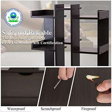 YAHARBO Bookcase with Drawer - 12 Shelves & Stylish Design