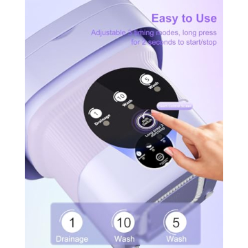 Portable Washing Machine, 9L Mini Laundry Washer with 3 Modes Cleaning for Underwear, Baby Clothes, Sock, Small Delicates. Foldable Washer and Dryer Combo for Apartment, Home, Hotel,Camping,RV(Purple)
