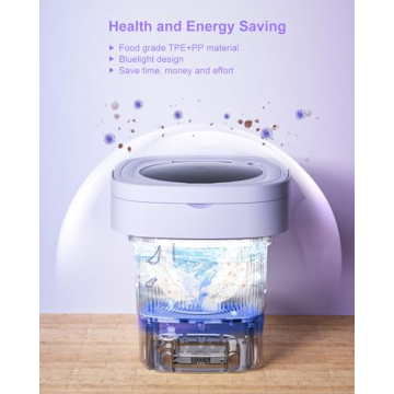 Portable Washing Machine, 9L Mini Laundry Washer with 3 Modes Cleaning for Underwear, Baby Clothes, Sock, Small Delicates. Foldable Washer and Dryer Combo for Apartment, Home, Hotel,Camping,RV(Purple)