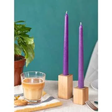 CANDWAX 12 inch Taper Candles Set of 12 - Dripless and Smokeless Candle Unscented - Slow Burning Candle Sticks - Purple Candles