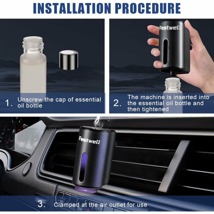 Essential Oil Car Diffuser - Black Aromatherapy Freshener