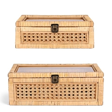 Stylish HUAXIN Rattan Decorative Storage Box Set of 2