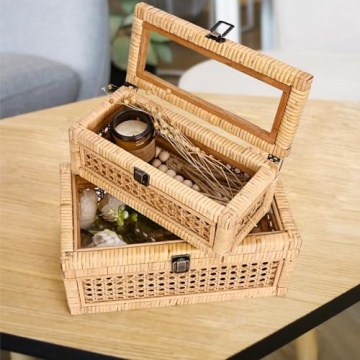 Stylish HUAXIN Rattan Decorative Storage Box Set of 2