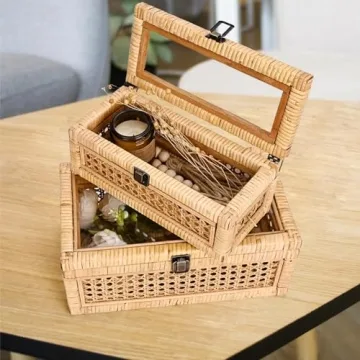 Stylish HUAXIN Rattan Decorative Storage Box Set of 2