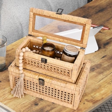 Stylish HUAXIN Rattan Decorative Storage Box Set of 2