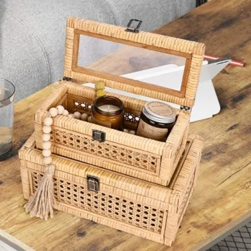 Stylish HUAXIN Rattan Decorative Storage Box Set of 2