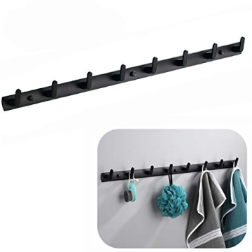 Spotact Wall Mounted Coat Racks with 8 Hooks Hanging Holder Towel Rack - 29.7"x1.3" Modern Black Han...
