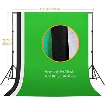 LOMTAP Backdrop Stand Green Screen Photography Lighting Kit 3 Softboxes 5 Photo Umbrellas 5 in1 Reflector Accessories for Video Equipments Studio Lights Parties