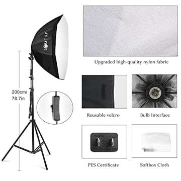 LOMTAP Backdrop Stand Green Screen Photography Lighting Kit 3 Softboxes 5 Photo Umbrellas 5 in1 Reflector Accessories for Video Equipments Studio Lights Parties