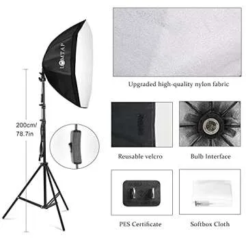 LOMTAP Backdrop Stand Green Screen Photography Lighting Kit 3 Softboxes 5 Photo Umbrellas 5 in1 Reflector Accessories for Video Equipments Studio Lights Parties